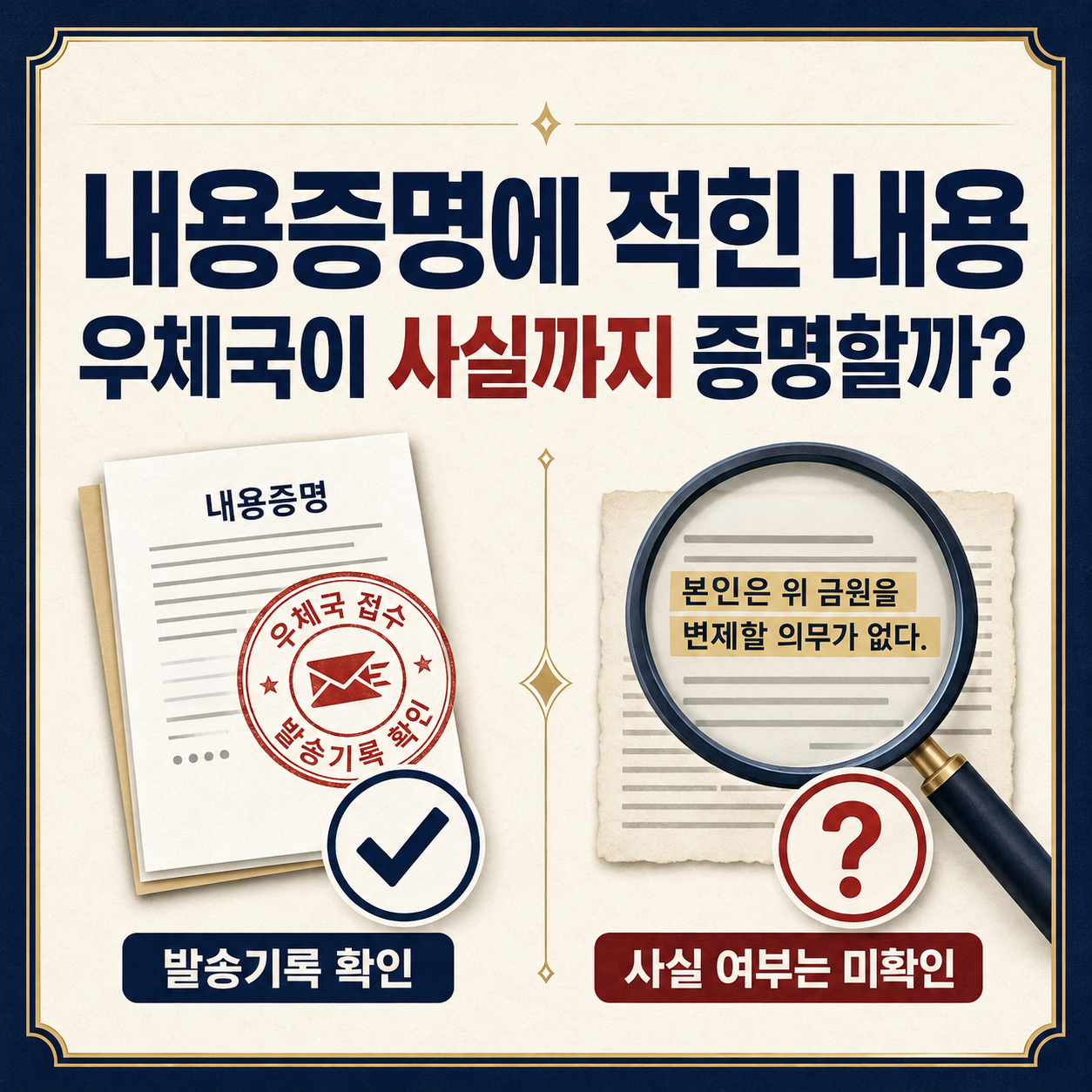 내용증명에 적힌 내용이 사실이라는 것까지 우체국이 증명